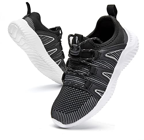 CLYCTIP Kinder Schuhe Sportschuhe Mesh Atmungsaktiv Laufschuhe Outdoor Sport Sneaker Turnschuhe Wanderschuhe Hallenschuhe für Jungen mädchen Schwarz 30