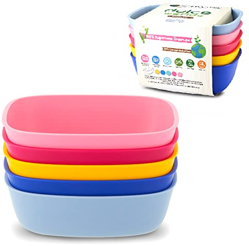 ZUCKERROHR Kinder Schüsseln 5er Pack (800 ml) - LFGB zertifiziert -Natürliche Kunststoffschalen für Kleinkinder bis Große Kinder - Mikrowellen und Spülmaschinengeeignet - BPA frei - Multi