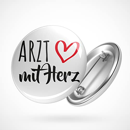 Huuraa Button Arzt mit Herz Ansteckbutton 25mm mit Motiv für die tollsten Menschen Geschenk Idee für Freunde und Familie