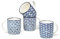 MACHUMA Set of 4 12 oz Coffee Mugs with Blue and White Geometric Patterns, Ceramic Tea Cup Set, Gift for Friends (Set 1)