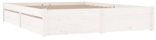 vidaXL Cadre de Lit avec Tiroirs Sommier à Lattes Lit Adulte Double Cadre à Lattes sur Pied Chambre à Coucher Maison Intérieur Blanc 160x200 cm