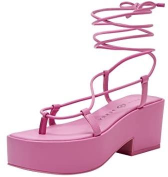Katy Perry The Busy Bee Damen-Sandalen mit Schn rung, Absatz, Wild Rose, 9.5