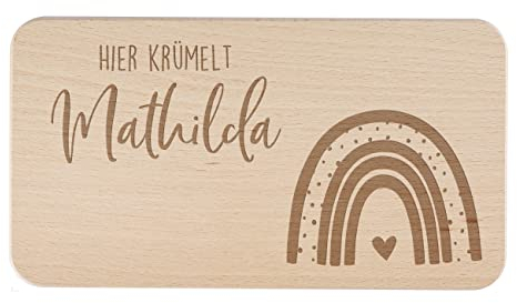 Striefchen® Holz-Frühstück-Brettchen für Kinder mit Wunschname ideales Kindergeburtstags-Geschenk Regenbogen