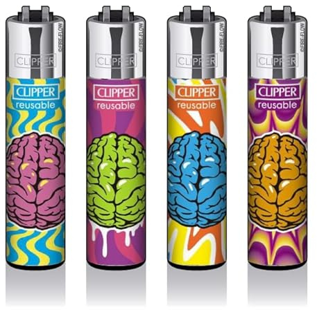 Clipper Feuerzeug 4er Set: (Brain Damage)