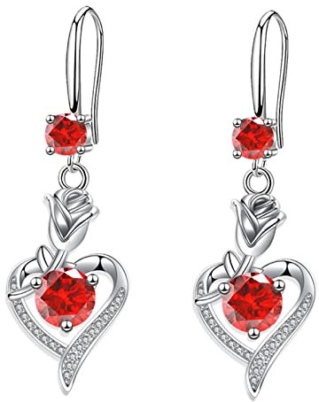 Orecchini pendenti in argento da donna, orecchini pendenti a forma di fiore di rosa per ragazza, delicati orecchini ipoallergenici con zirconi cubici per orecchie sensibili, idea regalo per