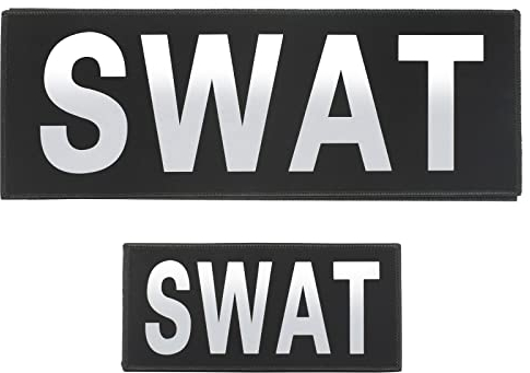 2 Stück Klett Aufnäher Set SWAT Reflektierend Klett Aufnäher Reflektorband Klettsticke Embroidered Nylon Hook and Loop Patch Eine große und eine kleine