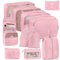 Anjing Koffer Organizer 11-teilig, Packing Cubes, leichte Reisegepäck-Organizer, platzsparend, wasserdicht, platzsparend, Packwürfel für Koffer, travel Organizer, Rosa
