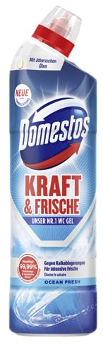Domestos Kraft & Frische WC Gel Ocean Fresh Reinigungsmittel mit frischem Ocean-Duft für hygienische Sauberkeit 750 ml 1 Stück