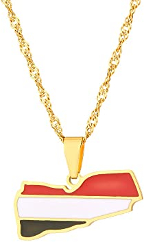 Yemen Republic Map Halskette Unisex Hip Hop Persönlichkeit Retro Ethnic Style Anhänger Schmuck Geometrische Schlüsselbeinkette Items Power Magic Africa Map Halskette Totem Wedding Culture Holiday