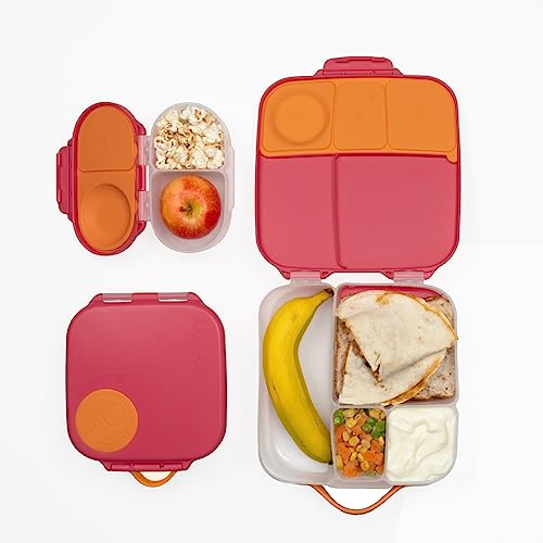 b.box Kids Lunch & Snack Containers 3-Pack Set Includes Matching Oversized Bento Lunch Box, Mini Meal Boxes for Kids and Toddlers, School Supplies (Strawberry Shake)
