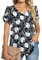 TAOHUADAO Women Summer Casual T-Shirts V Neck Petal Short Sleeve Chiffon Tops Loose Comfy Blouse Large, White Lily