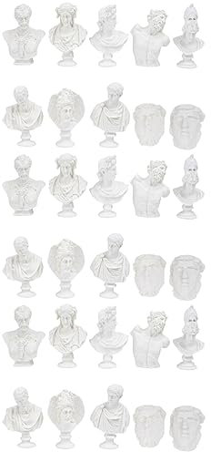 Warmhm 30 STK Mini-büstenstatue Antike Griechische Apollo-Statue Kleine Göttinnenstatue Aphrodite Davidkopf-künstlerfigur Lilith-Statue Berühmte Skulptur Haushalt Rom Harz Büro Weiß