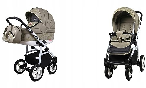 BabyLux® Bambimo Kinderwagen Set 2 in 1 - Alu Way - incl. Babywanne, Buggy Sportsitz - Kinderwagenset - Kombikinderwagen mit Wickeltasche, Regenschutz, Moskitonetz, Cupholder usw.