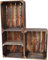 Teramico Holzkisten Obstkisten Weinkisten geflammt dunkel 50 x 40 x 30cm in tollen Set-Angeboten als Regal oder zur Aufbewahrung (3er Set | 1 x Boden Kurz)