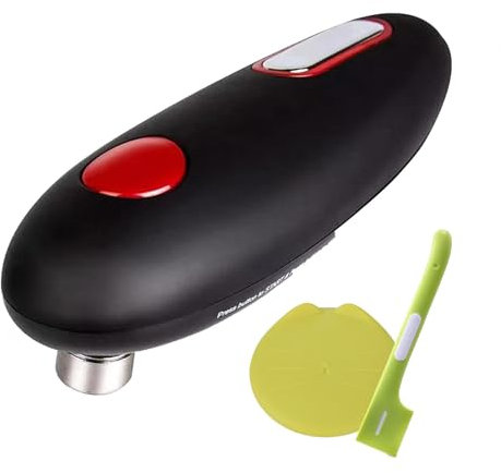 HAZARA Ouvre-boîte électrique électrique à bouton One Touch Automatique, bords lisses pour une coupe latérale sûre Ouvre-boîte automatique