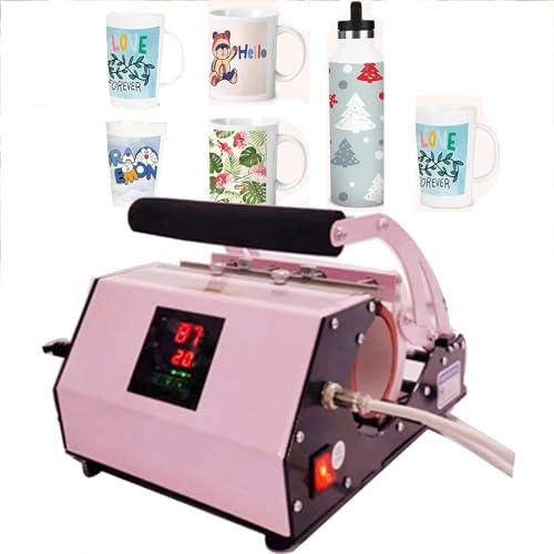 DPQYJPP Mug Sublimation Press 300 W Mug Printing Sublimation Press 11-20 oz Cup Heat Press Cup Press DIY Ceramic/Stainless Steel/Aluminium Alloy Mug Heat Press Machine Mug Press Heater,Pink