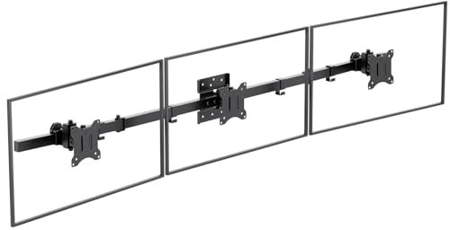 WALI Triple Monitor Wall Mount for 17 to 32 Inch, Computer Monitor Arm for 3 Screens, Swivel Tilt Wall Mount with Mounting Holes 75x75/100x100mm, Holds Up to 7 kg per Arm (013ARM), Black
