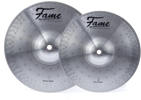 Fame Splash Beckenset, 8 & 10, Messing, Handgehämmertes Design, Für Schlagzeuger aller Levels, Hochwertige Klangqualität