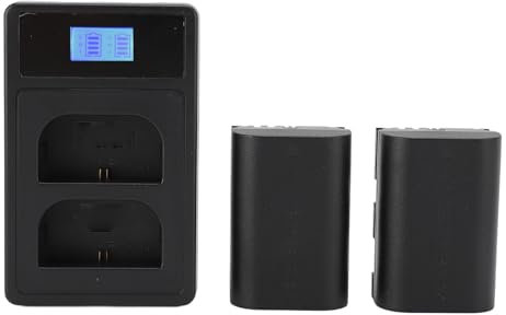 2-Pack 2750mAh Replacement Battery with Charger Station for R5 R6 90D 60D 70D 80D 5D 7D Mark II Camcorder Accessories,Rechargeable Lithium Batteries Camera