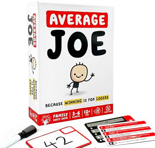 Format Games Durchschnittliches Joe Partyspiel – Umarmen Sie Ihre gewöhnliche Seite mit 600 Fragen – Spaß für Familie und Freunde. Ab 8 Jahren, 3–6 Spieler, 30 Minuten Spielzeit, hergestellt