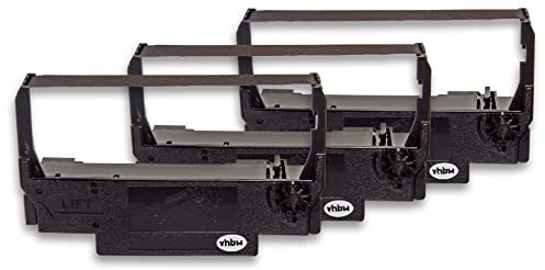 vhbw 3x Farbband Schriftband kompatibel mit Epson TM-U 220 Nadeldrucker, Bondrucker - Schwarz