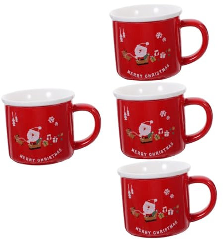 Cabilock 4 Piezas taza de navidad tazas de lindo taza de de navidad vasos de te vasos cafe tazas de espresso Tazas de cafe taza de leche de cerámica taza de chocolate de navidad