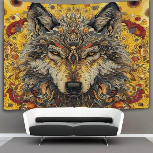 GXYUAOIEF 3D-Wolf-Druck, Wanddecke, Heimdekoration, Bettwäsche, Poster, Wandkunst, Wandteppich, weiches Polyester, für Schlafzimmer, Wohnzimmer, Wohnheim, Heimdekoration, 70 x 100 cm