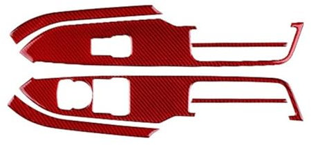 YYEFNMAZ Aufkleber aus echter weicher Kohlefaser, kompatibel mit Mustang GT 2024 2025, LHD RHD, Autotür, Fenster, Knopfleiste, Innenverkleidung, Zubehör(for RHD Red)