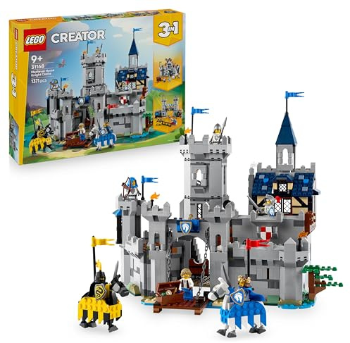 LEGO Creator Ritterburg im Mittelalter - 3-in-1-Bauset - Spielzeug Ritterburg - Umwandelbar in Ritterturnier-Szene oder Stadt - 6 Minifiguren - Geschenk für Jungen und Mädchen ab 9 Jahren 31168