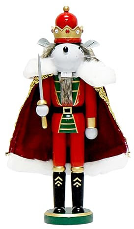 Pcingsia Decoración de cascanueces de madera, estatua del rey ratón, cascanueces de Navidad decorativo para mesa festiva de Navidad, 12 pulgadas