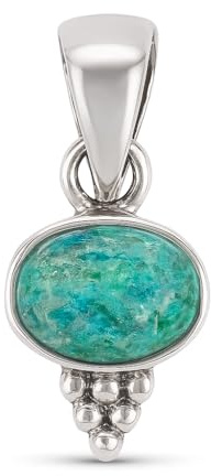 HIMALYA QUARTZ Damen Anhänger 925 Sterling Silber Anhänger Halskette 100% natürlicher Amazonit Anhänger echter Edelstein Anhänger oval 6x8 MM Anhänger minimalistisches Design Boho Anhänger SP06-AMZT