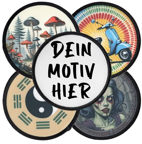 Individuell Kreis Aufnäher 7.6cm - 25cm | Personalisiert mit Wunschmotiv – Bild, Foto, Logo | Selbst gestalten Bedruckt Rund Patch für Kleidung, Jacke & Weste | Custom Iron On Patches (7.6cm)