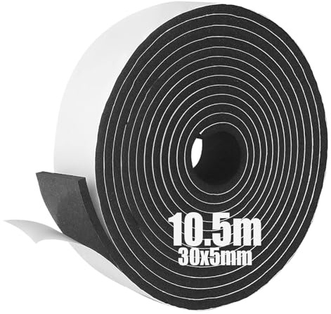 SDLDEER Foam Tape, Self Adhesive Foam Strip 30mm(W) X 5mm(T) X 10.5m(L) Weather Stripping Door Seal Strip, Draft Excluder for Windows Door, Anti-Collision, Weatherproof, Window Soundproofing(1 Rolls)