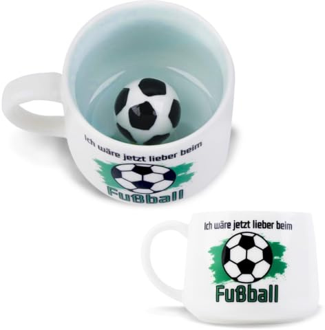 Aitsite Fußball Tasse Mit 3D Ball, Lustige tasse junge, Fussball Geschenke Jungen Kinder Papa Männer & Fußballfans | Originelle Fan Tasse für Vatertag, Papa Geburtstag & Weihnachten(Fußball)