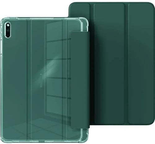 MQVQAUBST Custodia for Tablet Trifold Adatta for Huawei Matepad 12X Air 12 2024 12 Pollici BKY-W09 con Cover Posteriore Trasparente(Dark Green,Air 12 2024)