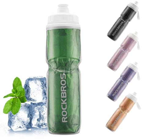 ROCKBROS Fahrrad Trinkflasche 670ML, Auslaufsicher BPA-frei Leicht Roubust | Wasserflasche Einhandbedienung, Sportflasche für Fahrrad Training Wandern Grün