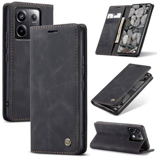 Samokor Hülle für Xiaomi Redmi Note 13 Pro 5G Handyhülle,Premium Lederhülle Klappbar Tasche Magnet Kartenfach Standfunktion Flip Case Schutzhülle Klapphülle für Xiaomi Redmi Note 13 Pro 5G,Schwarz