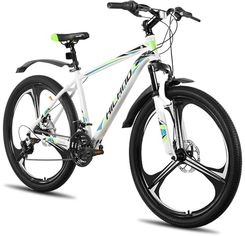 HILAND 26 Zoll Mountainbike für Erwachsene, 18-Gang MTB Fahrrad für Herren und Damen, Aluminiumrahmen, Federgabel, mechanische Doppelscheibenbremsen, 3-Speichen-Laufrad