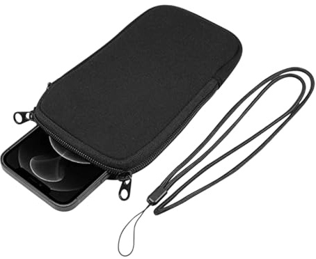 CVNRCLP Handytasche mit Reißverschluss, Umhängeband, Brustbeutel für Handy, Stoßfeste Handyhülle, Wasserdicht, Schwarz
