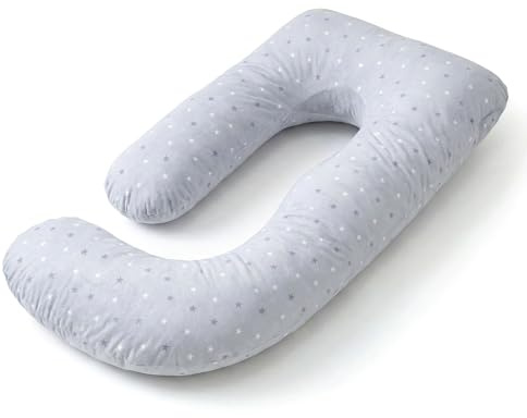 COSYLAND XXL Schwangerschaftskissen U-Form, Seitenschläferkissen & Stillkissen, Ganzkörperkissen, 100% Baumwolle-Bezug, zur Rückenentlastung, 155x60cm