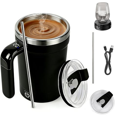 Ashloter Eletric Self Stirring Coffee Mug, Automatic Rechargeable Mix Mate self Stirring Cup Gift for Coffee Milk(Black)