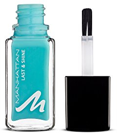 Manhattan Last & Shine Nagellack – Türkiser, glänzender Nail Polish für 10 Tage perfekten Halt – Farbe Roll In The Grass 805 – 1 x 10ml