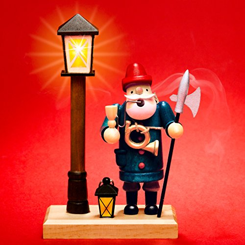Sikora RM-A-LED Holz Räuchermännchen mit batteriebetriebener beleuchteter LED Laterne, Farbe/Modell:A25 Nachtwächter mit LED Laterne, Größe:Höhe ca. 18.5 cm