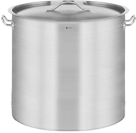 Royal Catering Marmite Traiteur en Acier avec couvercle 98 L, bord verseur, pour plaques à induction, gaz, électrique et autres, Casserole en inox pour Événement Commercial Restaurant, Hôtel