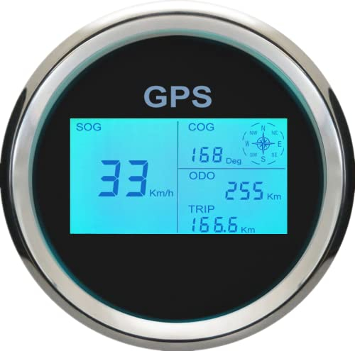 ELING Digital GPS Tacho LCD Geschwindigkeitsmesser Kilometerzähler mit GPS Antenne 85mm Überdrehzahl Alarm