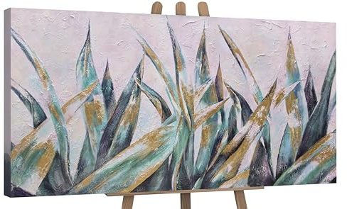 YS-Art Abstrakt Stil Acryl Gemälde auf Leinwand Herbstnuancen handgemalt Wandbilder Wohnzimmer modern Flora Wohndekor Bilder Büro echte Kunstwerke gerahmt 100x50 cm