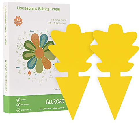 ALLRoad Gelbe klebrige Falle Fruchtfliege Insektenfalle Pilzmückenmörder für Pflanzenfänger im Innen- und Außenbereich für weiße Fliegen, Mücken, Pilzmücken, Fliegende Insekten (18 Stück)