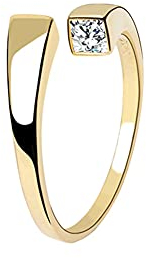 chengxun Minimalistischer offener Ring mit falschen Kanten und eingelegten Zirkonia, für Damen, Party, All-Match-Ring für Freunde, Kristall, Zirkonia