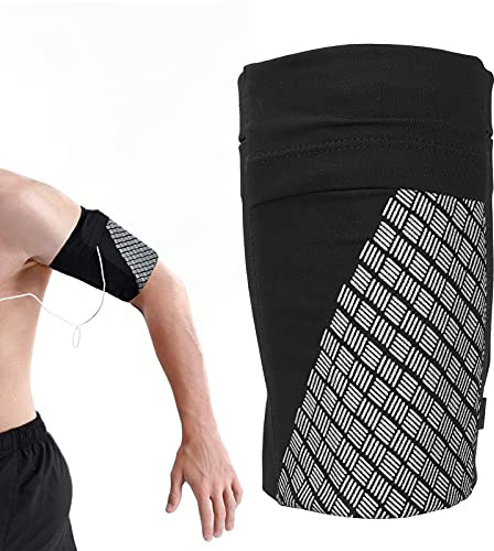 BRRNOO Handytasche Joggen Sportarmband Handyhalterung Arm, Sportlicher reflektierender Armband,leichter Handyhalter mit komfortabler Smartphone-Hülle,elastisches Schwarz Armset für Jogging,Training,S