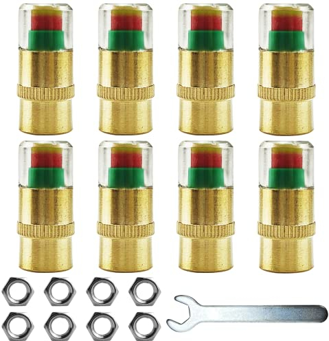 8 StüCk Premium Auto Reifendruckkontrolle Ventilkappen, Autoreifen Ventilkappe, Reifendruck Melder, Warnung Sicherheit 3 Farben Sensoranzeige, Reifenventil Staubschutz Luftventilkappen